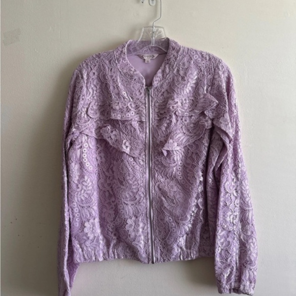Nanette Lepore Lilac Lace Bomber Jacket
